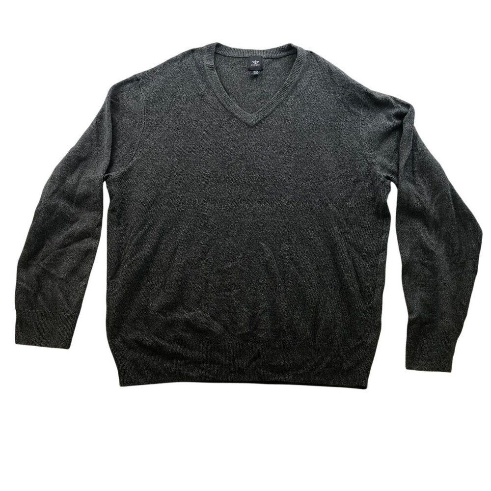 Dockers Mens Sweater Size XL Pullover V-Neck Classic Gray Knit Casual Cozy